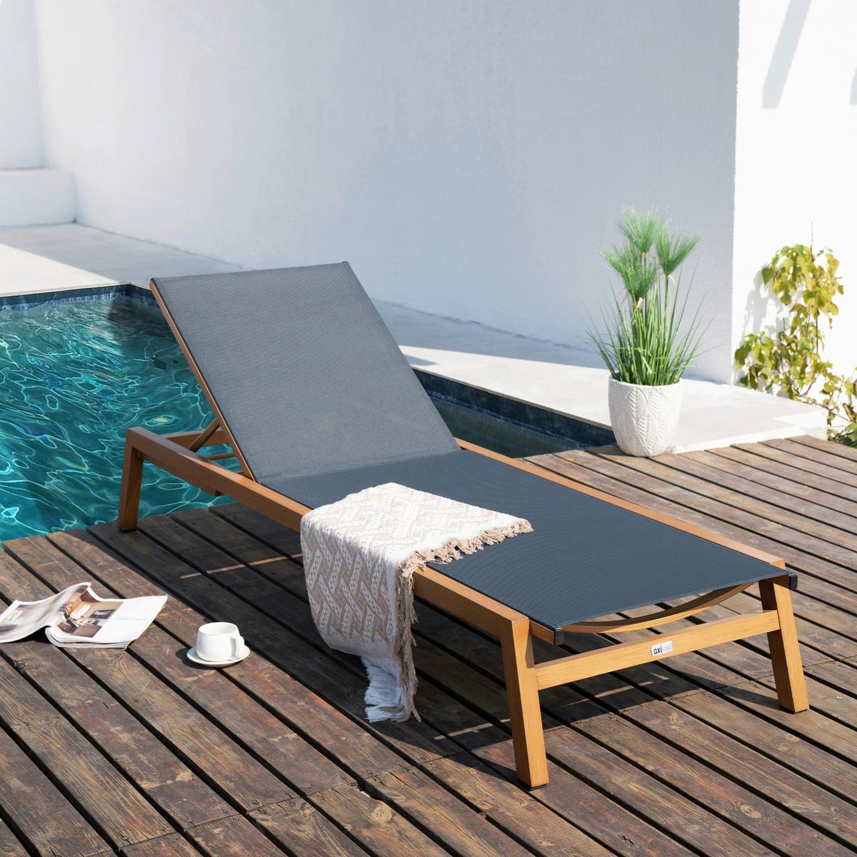 Gartenliege Logan Dk'grau - Eichefarben/Anthrazit, LIFESTYLE, Textil/Metall (193/70/30cm) - Ambia Garden
