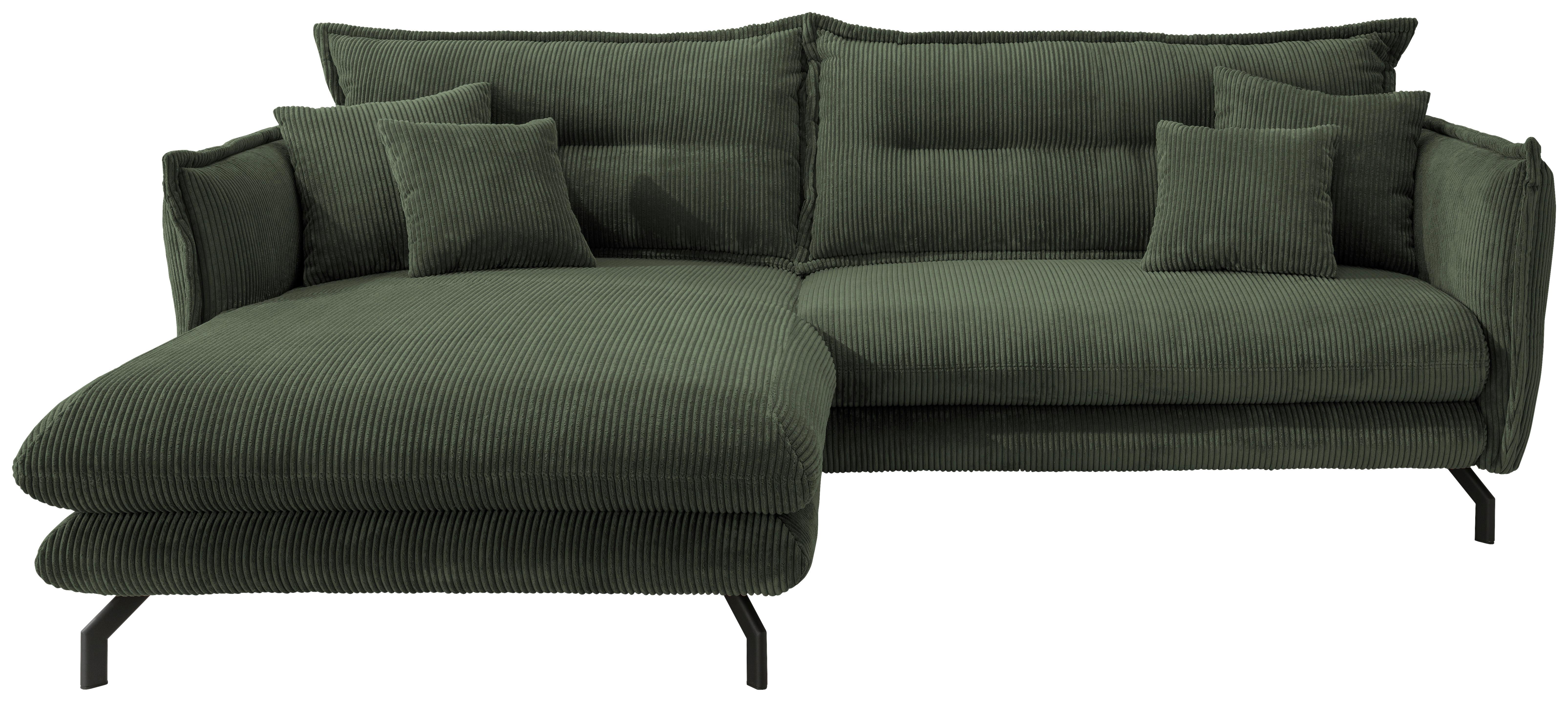 Ecksofa Lava Grün S: 180/255 Cm - Schwarz/Grün, MODERN, Textil (180/255cm) - Livetastic