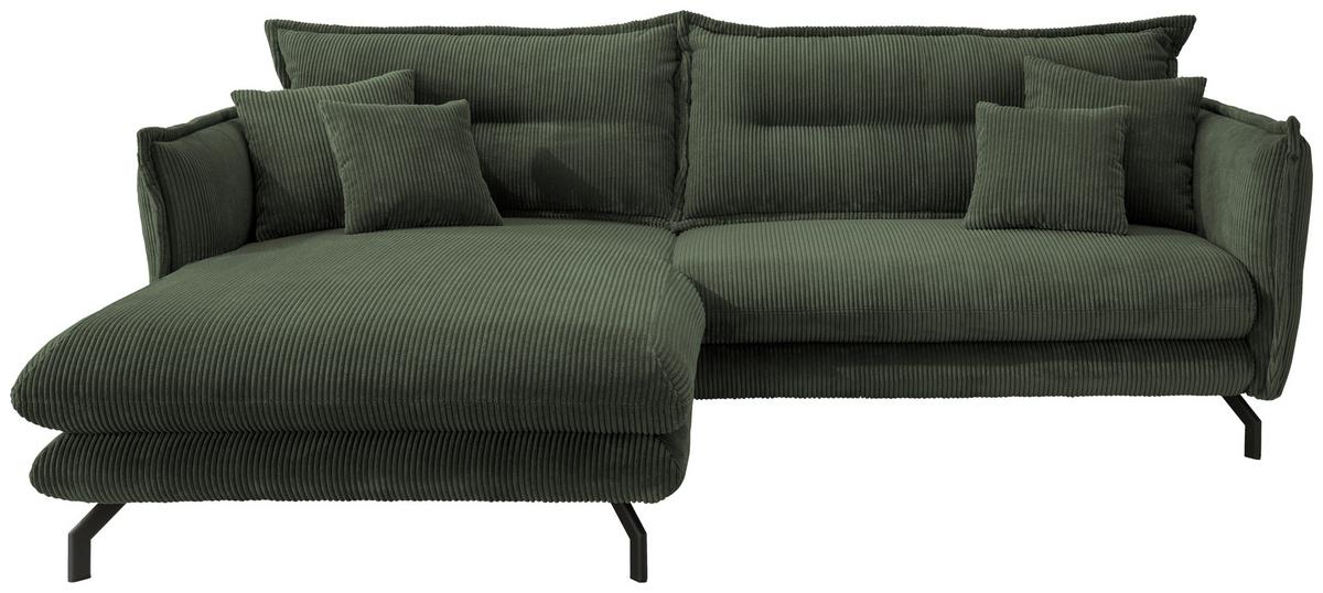 Ecksofa Lava Grün S: 180/255 Cm - Schwarz/Grün, MODERN, Textil (180/255cm) - Livetastic