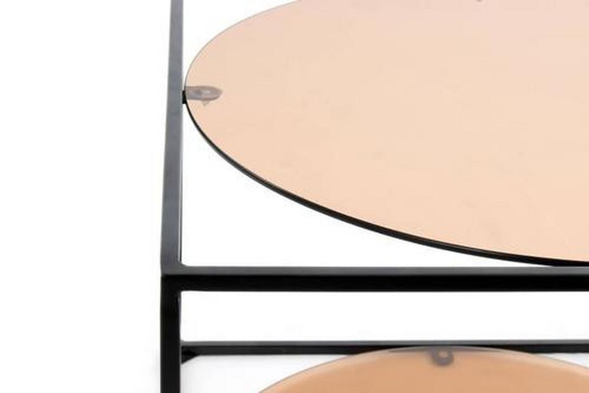 Beistelltisch In Würfelform Cody, Schwarz/terra Cotta - Terracotta/Schwarz, Basics, Glas/Metall (50/50/36cm) - Kayoom