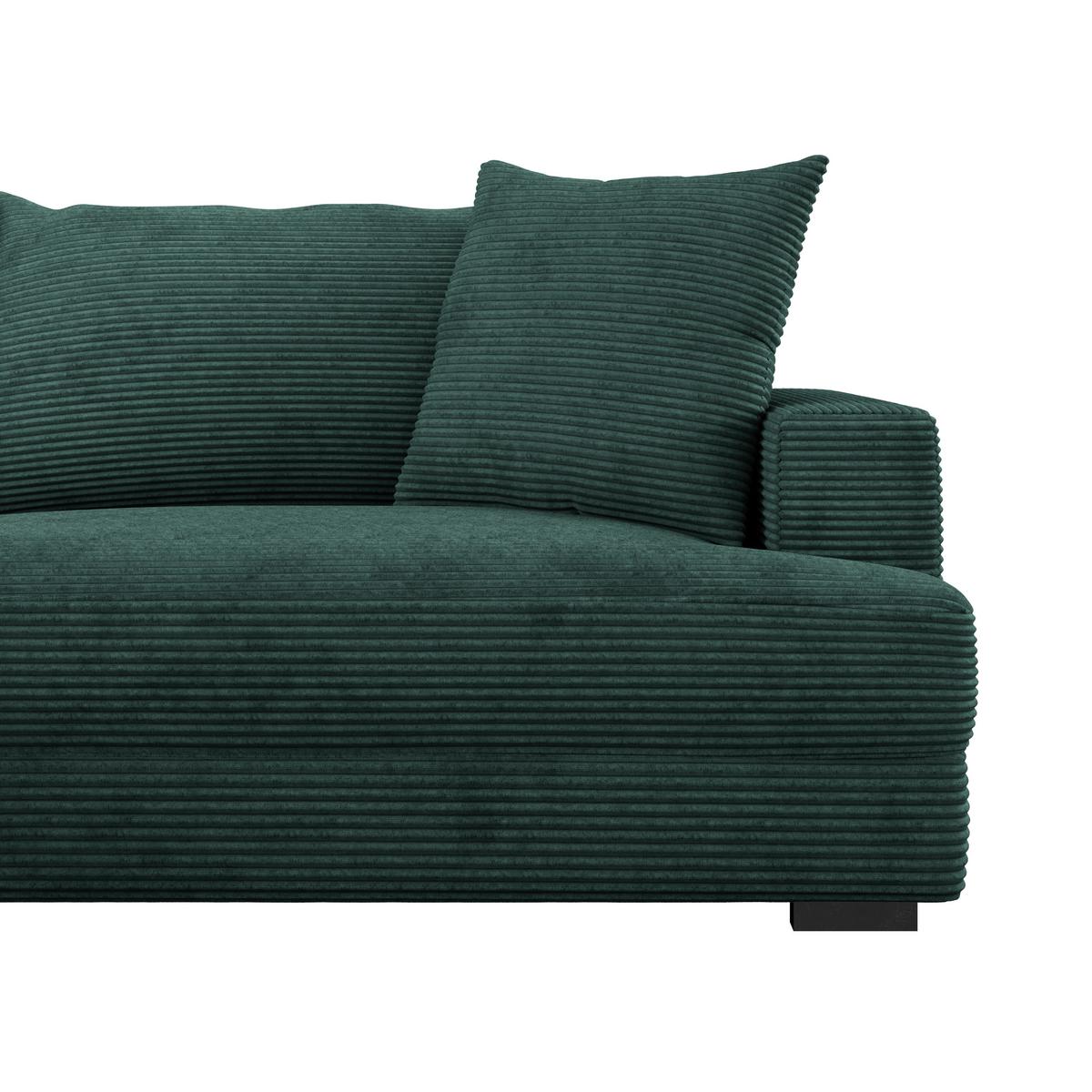Rohová sedačka PELLE, levá, tmavě zelený manšestr - černá/tmavě zelená, Moderní, textil (180/265cm)