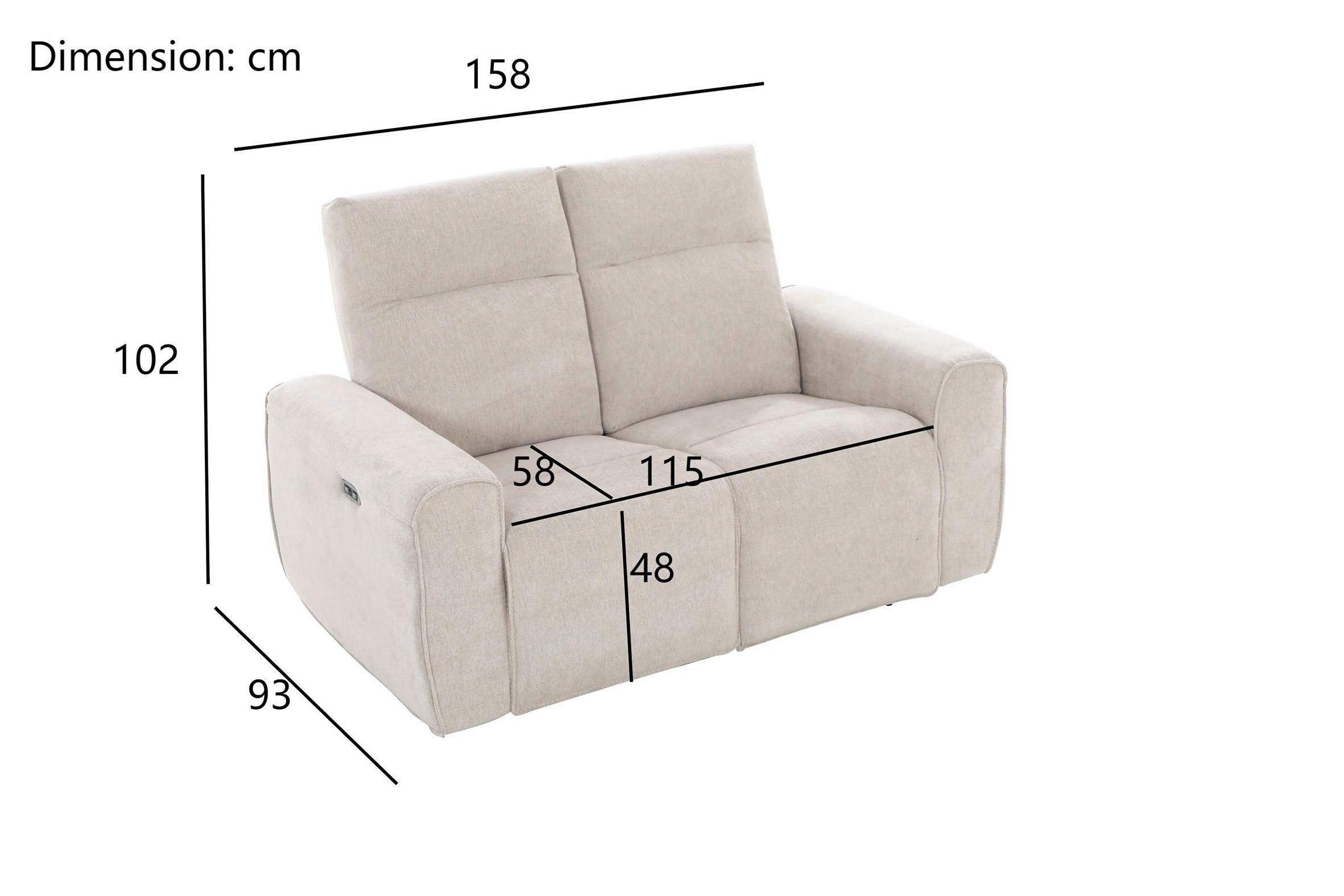 2-sitzer Sofa Paco Webstoff Beige, B: 158 Cm - Beige/Schwarz, MODERN, Holz/Textil (158/102/93cm)