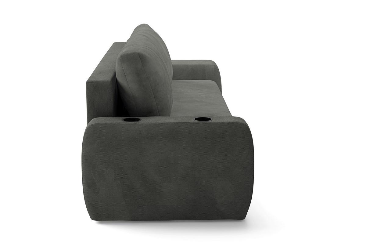 Schlafsofa Ines Grau B: 258cm - Schwarz/Grau, Design, Textil (258/98/95cm) - Livetastic