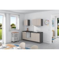 Küchenzeile Win ohne Geräte ohne Geräte B: 200 cm - Anthrazit/Creme, Design, Holzwerkstoff (200cm) - Express
