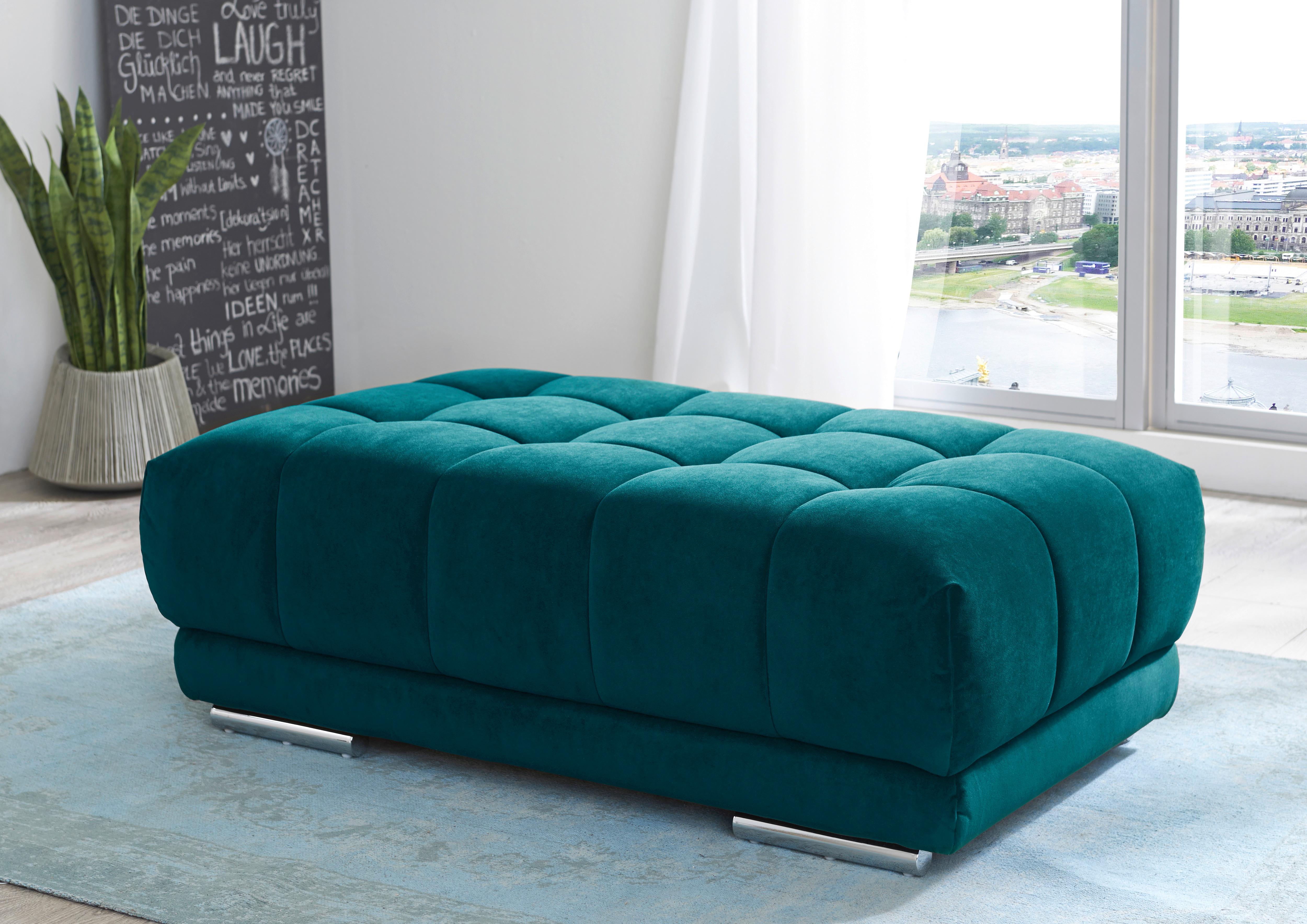Taburet IBA, tyrkysová - tyrkysová, Lifestyle, textil (126/42/76cm)