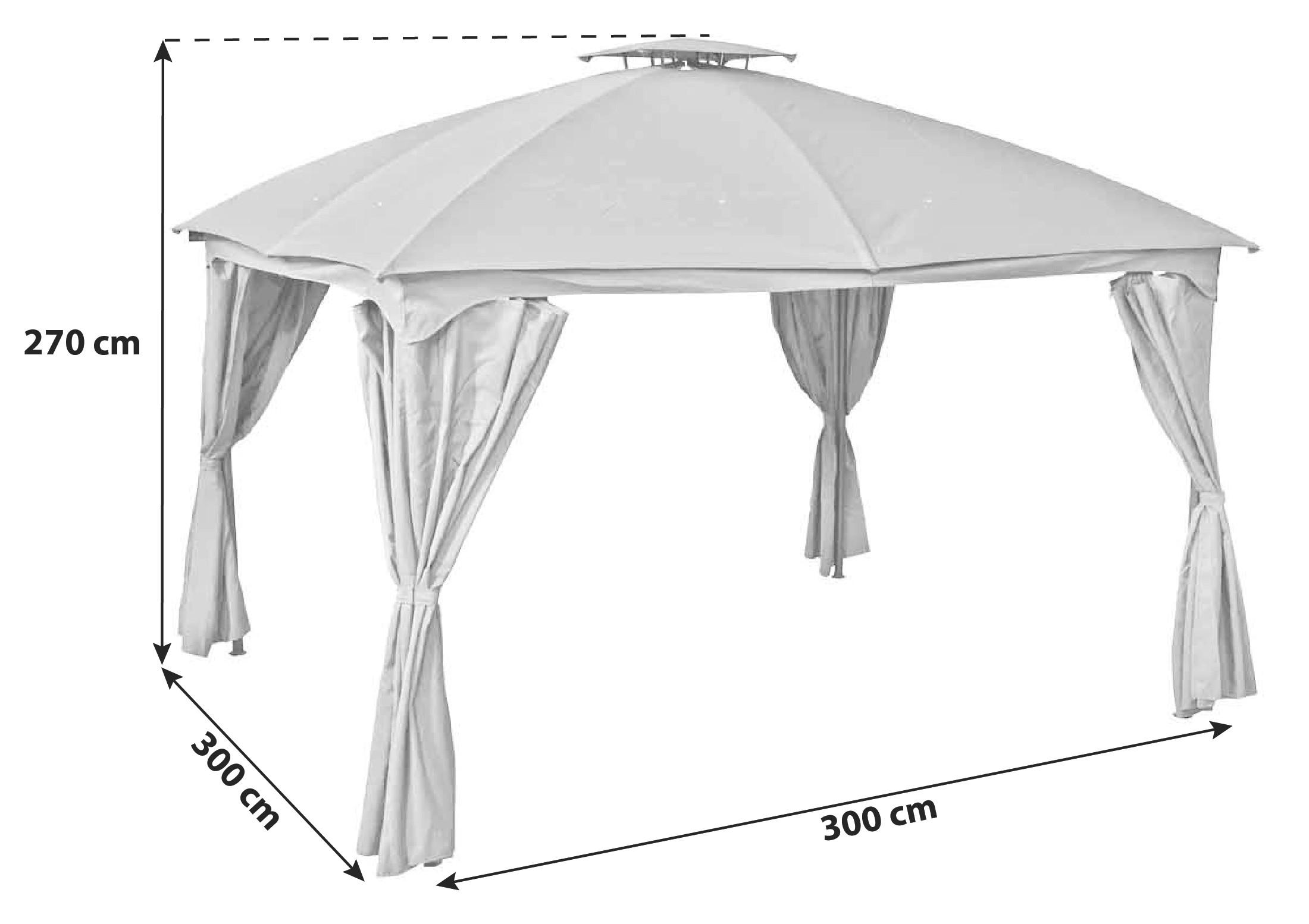 Pavillon Kama - Anthrazit/Schwarz, Basics, Kunststoff/Metall (360/270/300cm) - Gardenson