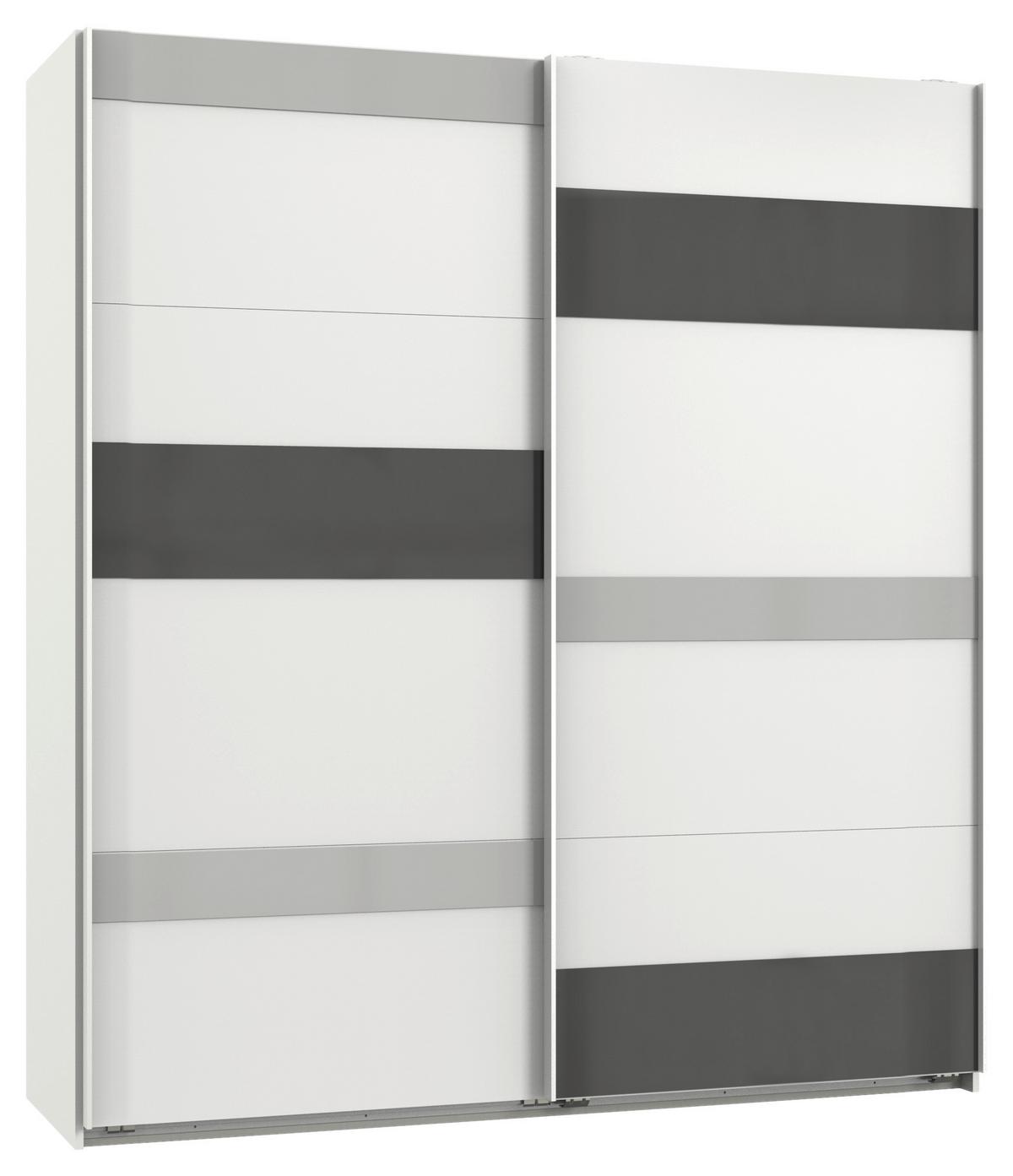 Monaco Grau/Weiß B: 180 cm Monaco - Hellgrau/Weiß, MODERN, Glas/Holzwerkstoff (180/210/65cm) - MID.YOU