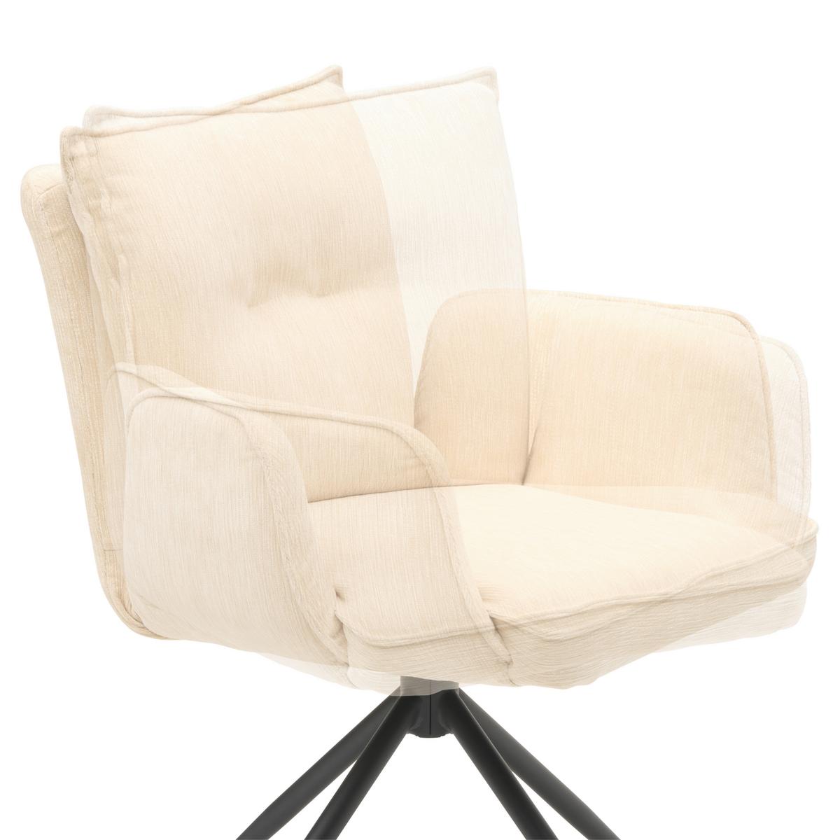 Armlehnstuhl Milena Webstoff Beige, B: 58,5cm - Beige/Schwarz, KONVENTIONELL, Textil/Metall (58,5/86/66cm) - MID.YOU