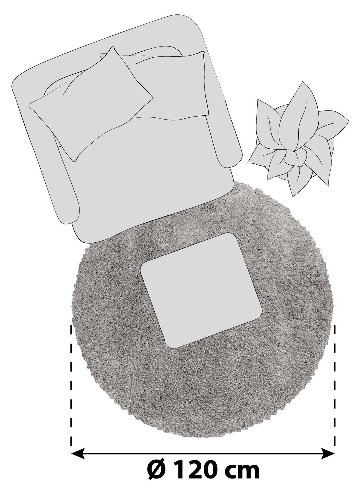 Hochflor Teppich Beige Naturfaser Fluffy Ø 120 cm - Beige, Basics, Textil (120cm)