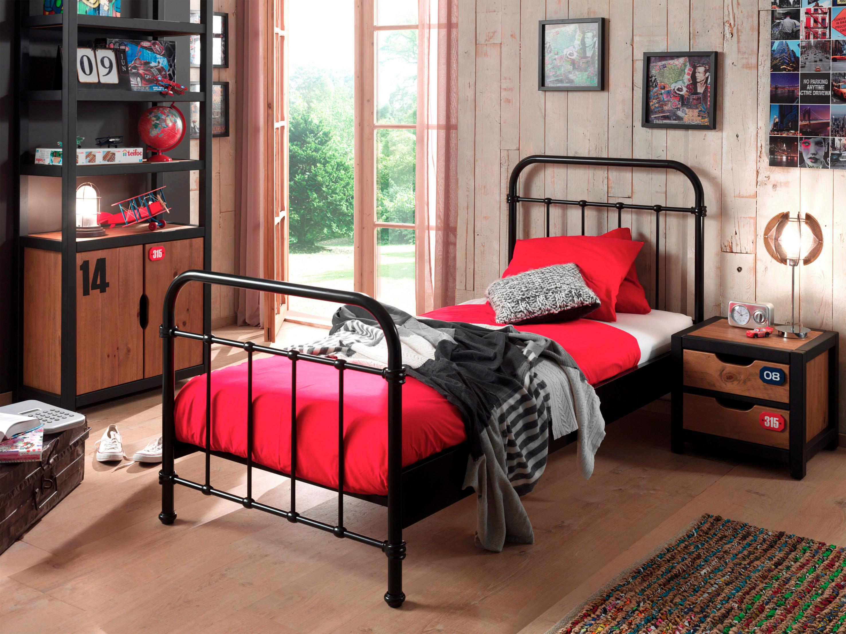 Kinderbett New York 90x200 cm Metall Schwarz - Schwarz, ROMANTIK / LANDHAUS, Metall (90/200cm) - MID.YOU