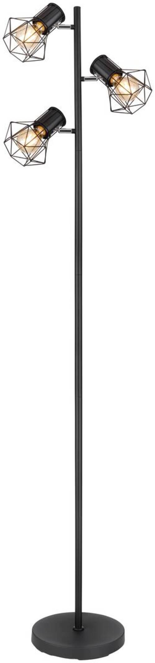 Stehlampe Schwarz Matt inkl. Fußschalter - Schwarz, Basics, Metall (30,5/25/161cm) - Globo
