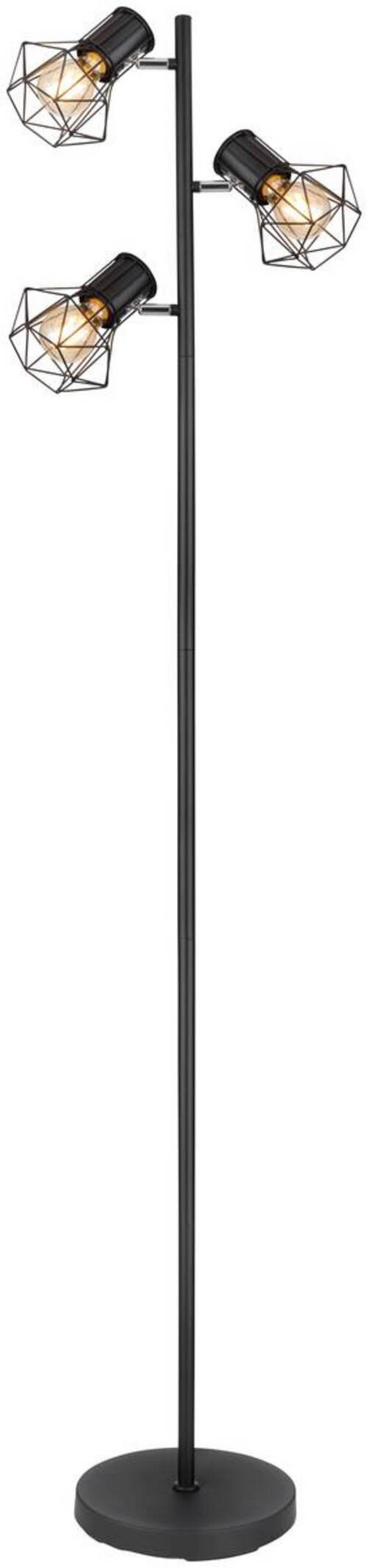 Stehlampe Schwarz Matt inkl. Fußschalter - Schwarz, Basics, Metall (30,5/25/161cm) - Globo