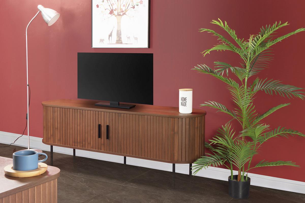 Lowboard Walnuss Dekor B: 150cm - Walnussfarben/Schwarz, Design, Holzwerkstoff (150/55/40cm) - Livetastic