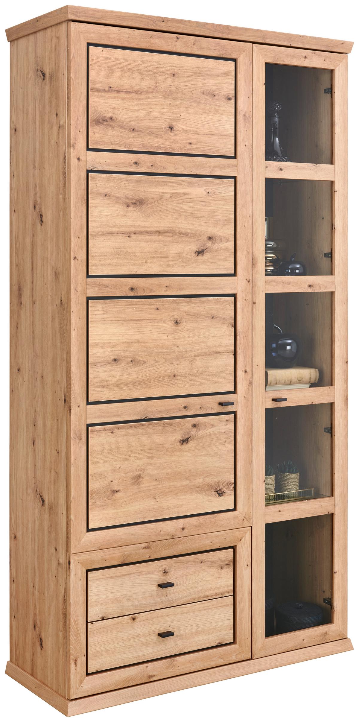 VITRÍNA HARVEY - farba duba/antracitová, Konventionell, kov/kompozitné drevo (110/209/43cm)