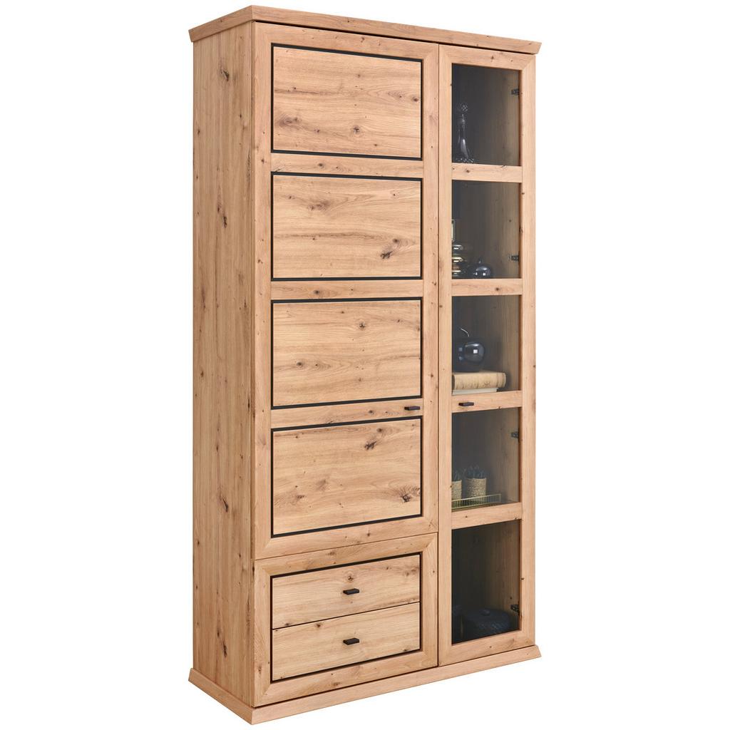 Vitrine Harvey B: 110 cm mit Soft-Close-System Eichefarben