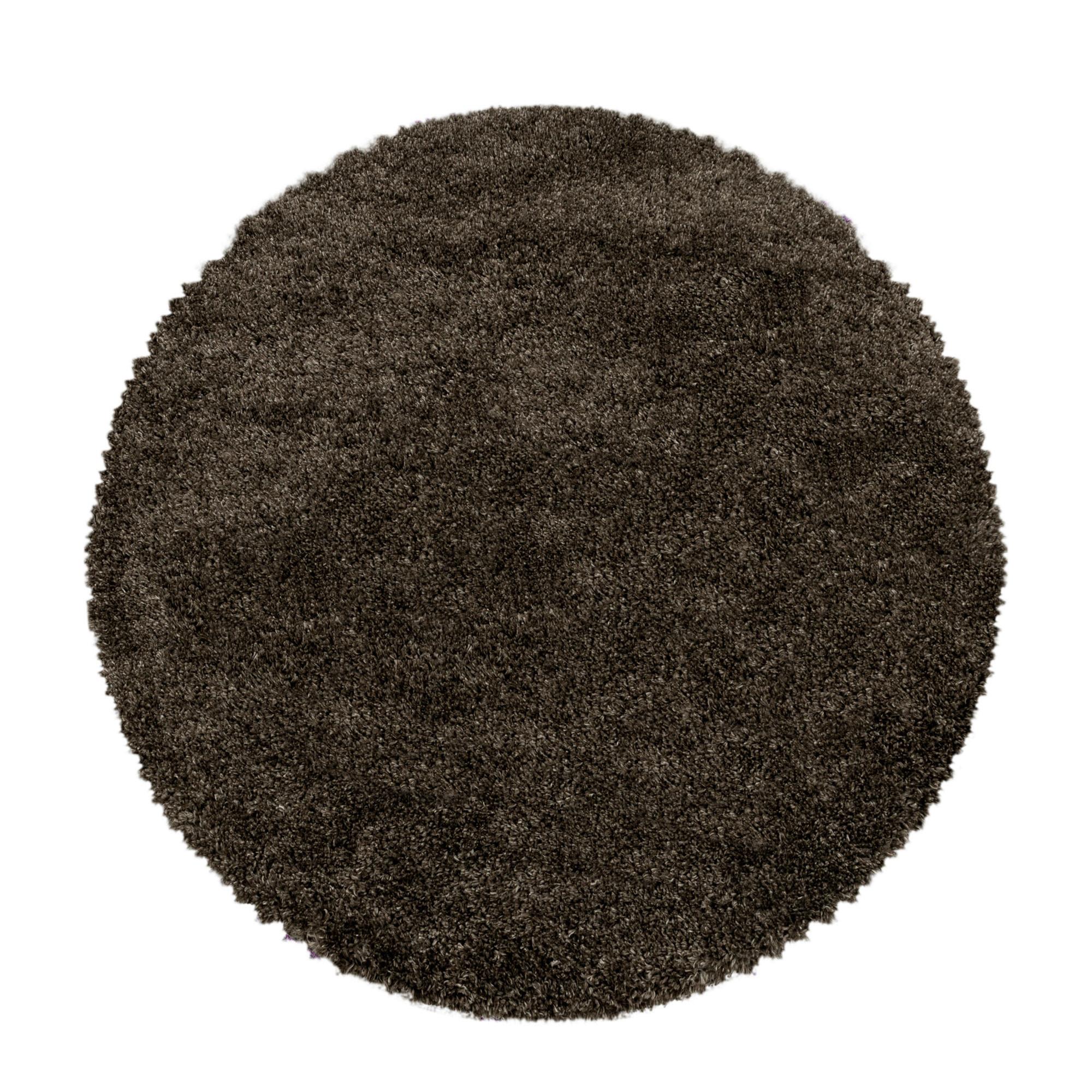Hochflor Teppich Braun Naturfaser Fluffy Ø 120 cm - Braun, Basics, Textil (120cm)