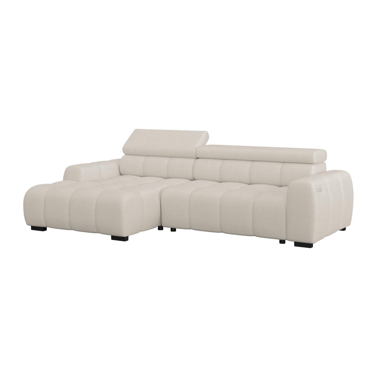 Ecksofa Fargo S Cremefaben, B: 168cm - Creme/Schwarz, Trend, Textil (168/285cm)