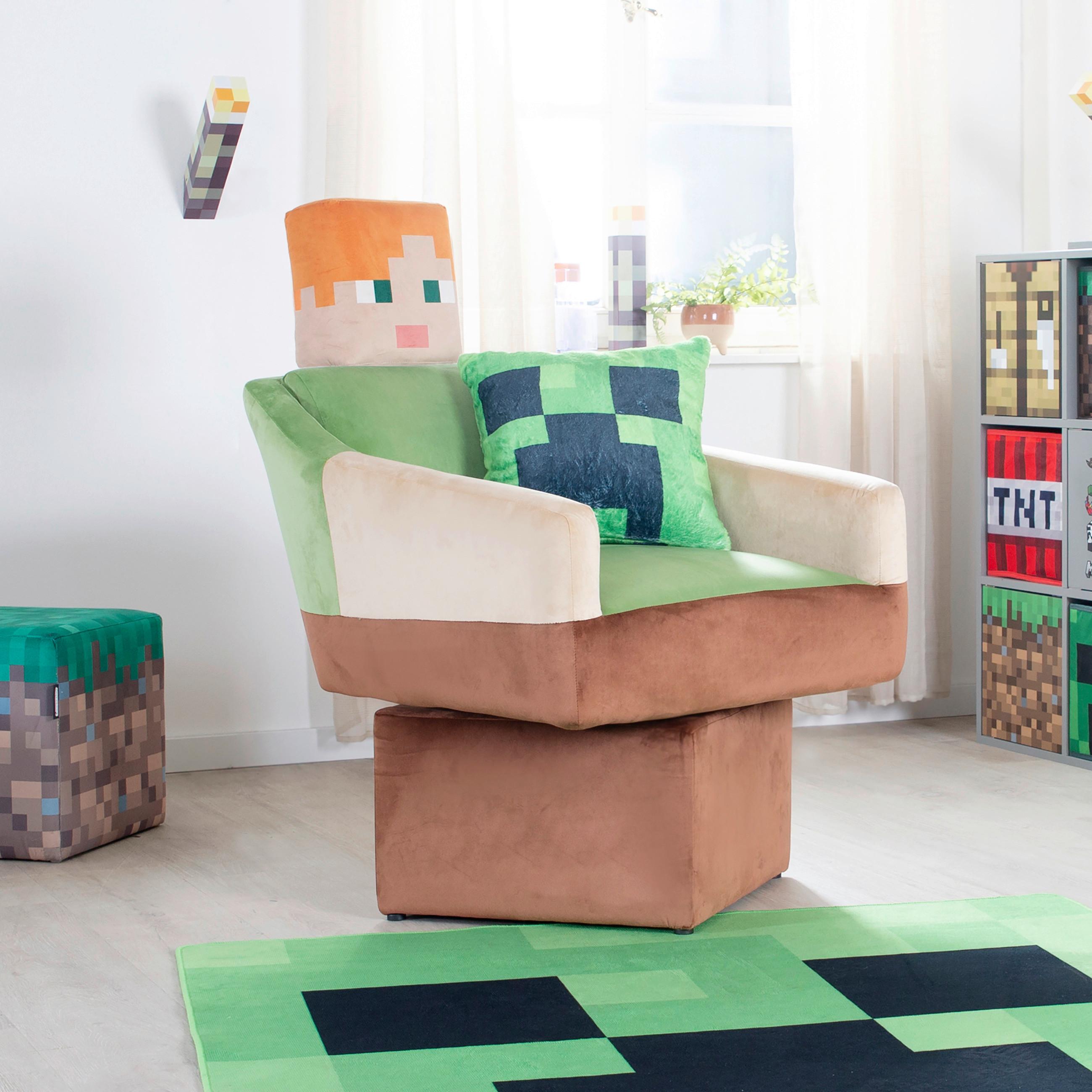 Polstersessel Mit Armlehnen Minecraft Stoffbezug Bunt - Multicolor/Grün, MODERN, Holzwerkstoff/Textil (69/96/75cm) - Minecraft