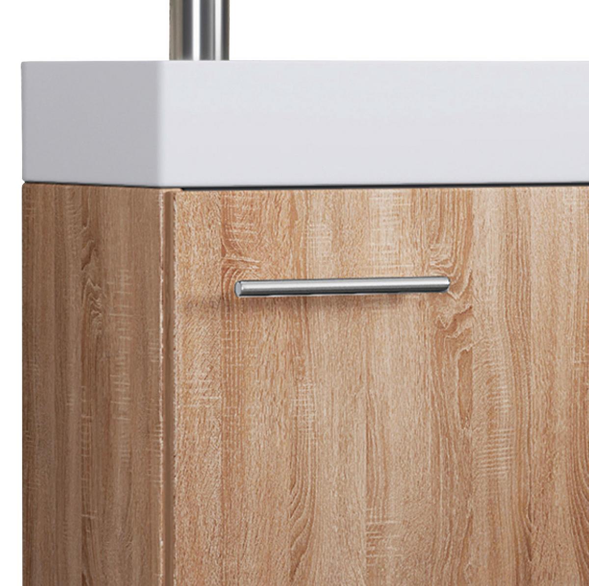 Badmöbel-set Gäste Wc 3-tlg. Slito B: 41 Cm Eiche Dekor - Weiß/Sonoma Eiche, KONVENTIONELL, Keramik/Holzwerkstoff (41cm) - MID.YOU
