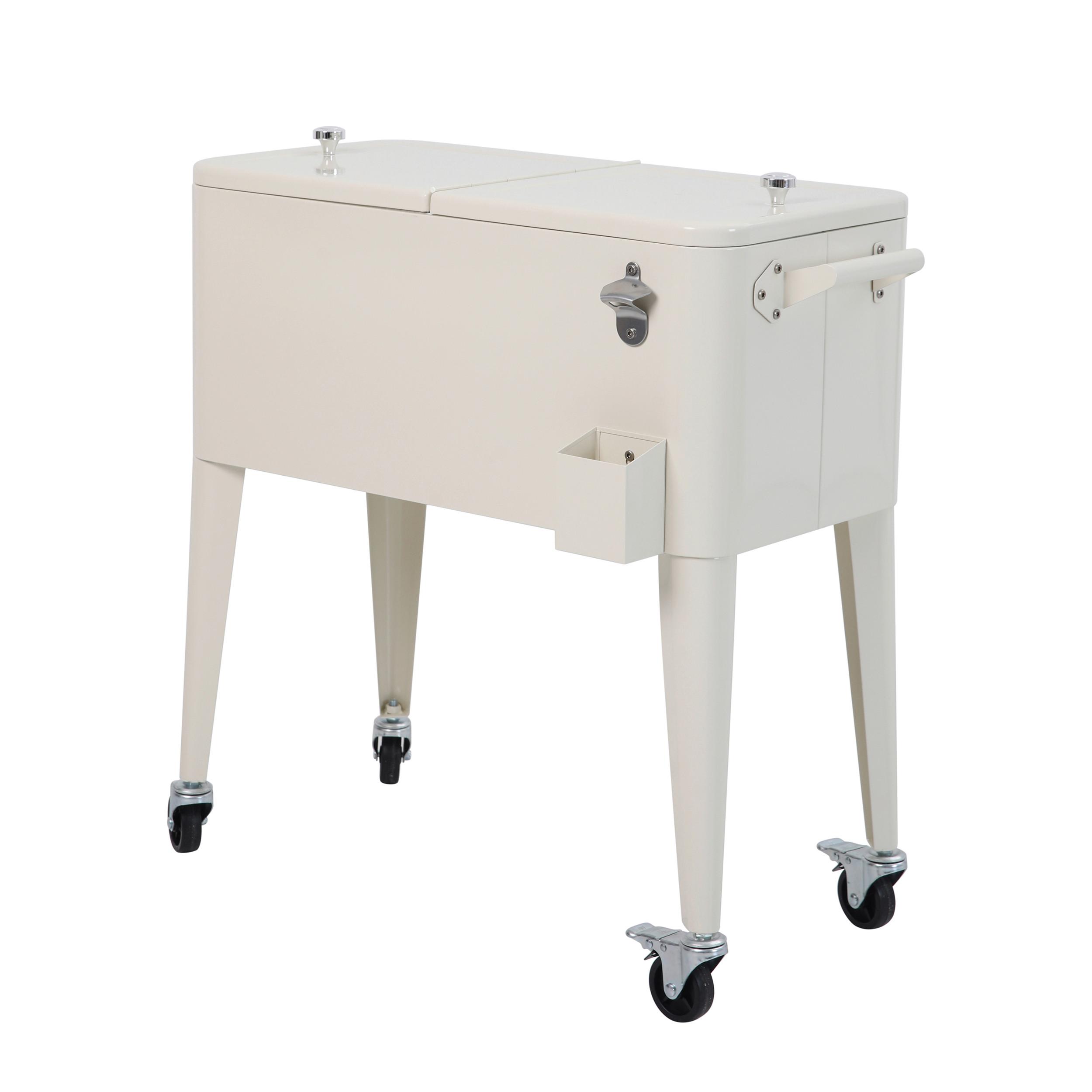 KÜHLBOX ICY – KÜHLBOX AUF RÄDERN - Beige, LIFESTYLE, Kunststoff/Metall (43/89/91cm) - Gardenson