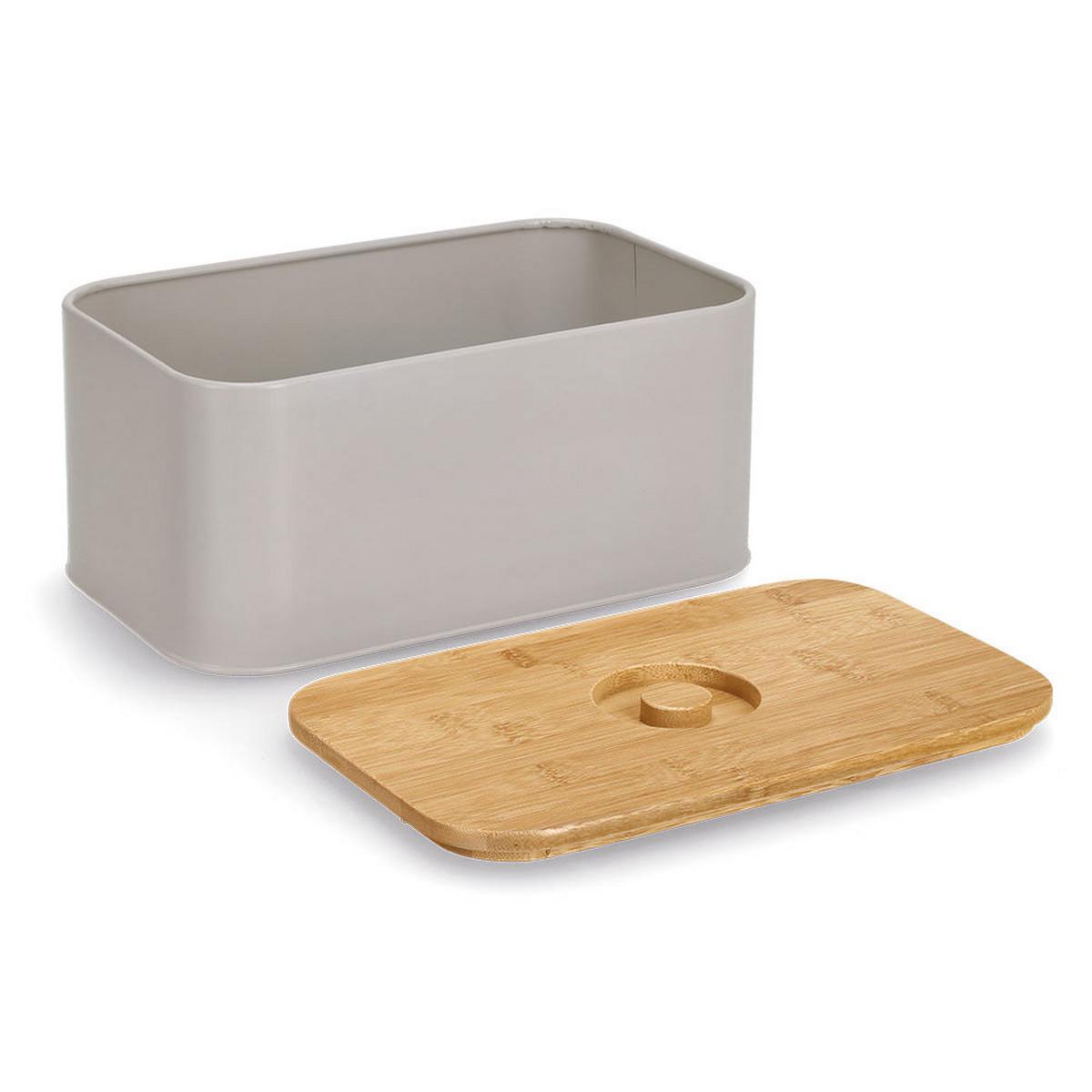 Brotkasten Beige B: 30 cm - Beige, Basics, Holz/Metall (30/18/14cm) - Zeller Present
