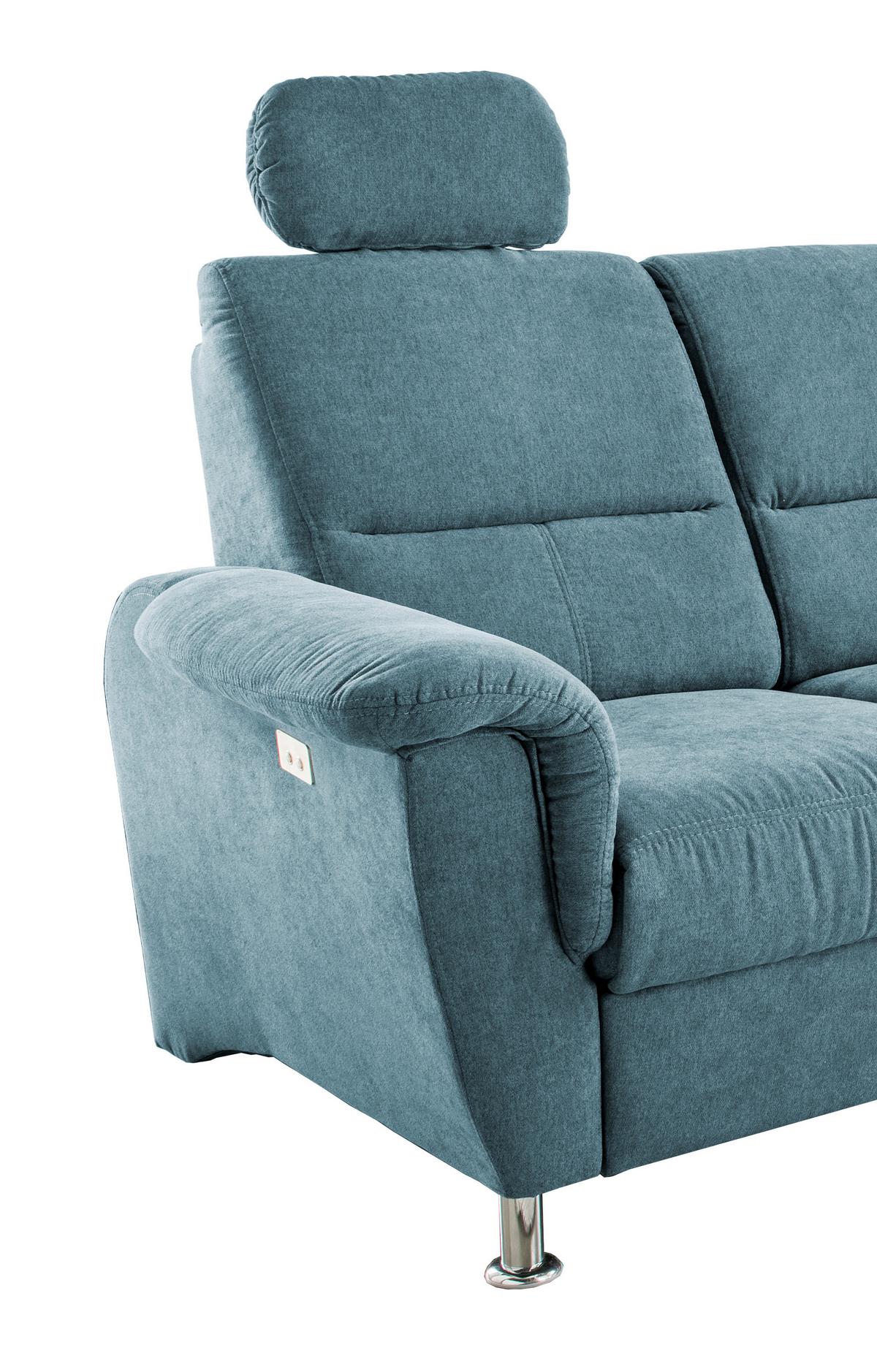 Ecksofa Parole Hellblau S:292/165 cm - Chromfarben/Hellblau, KONVENTIONELL, Textil (292/165cm) - Livetastic