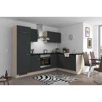 Eckküche Pn 80 mit Geräten 275x175 cm Graphit - Graphitfarben/Schwarz, Trend, Holzwerkstoff (275/175cm) - Pino