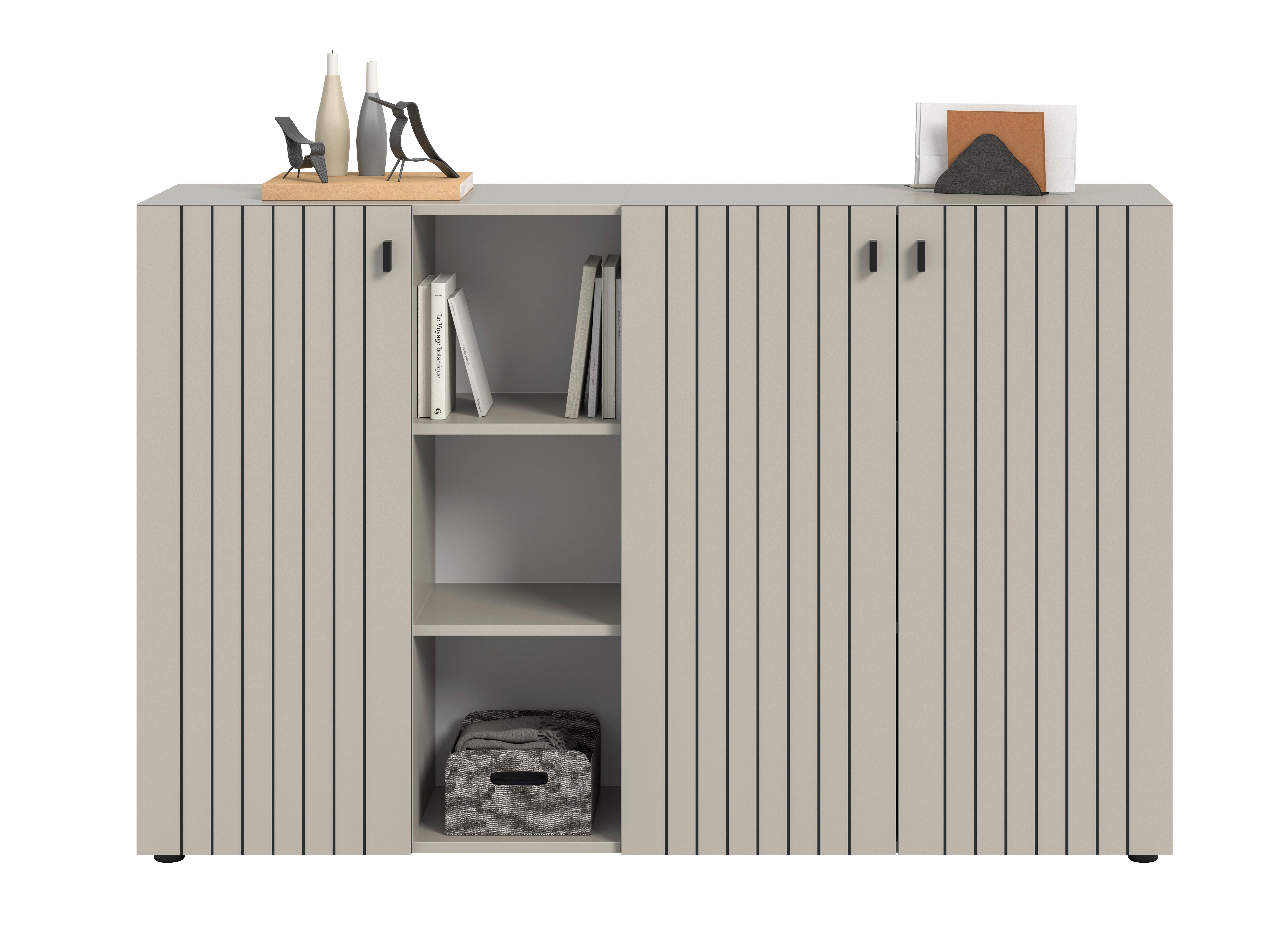 Kommode Station Kaschmir B: 70cm - Kaschmir/Schwarz, Design, Holzwerkstoff (70/192/37cm) - MID.YOU