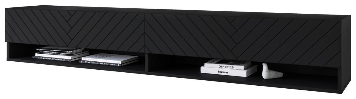 Nízká komoda s LED osvětlením - šedá/černá, Basics, kompozitní dřevo/plast (180/30/31cm) - P & B