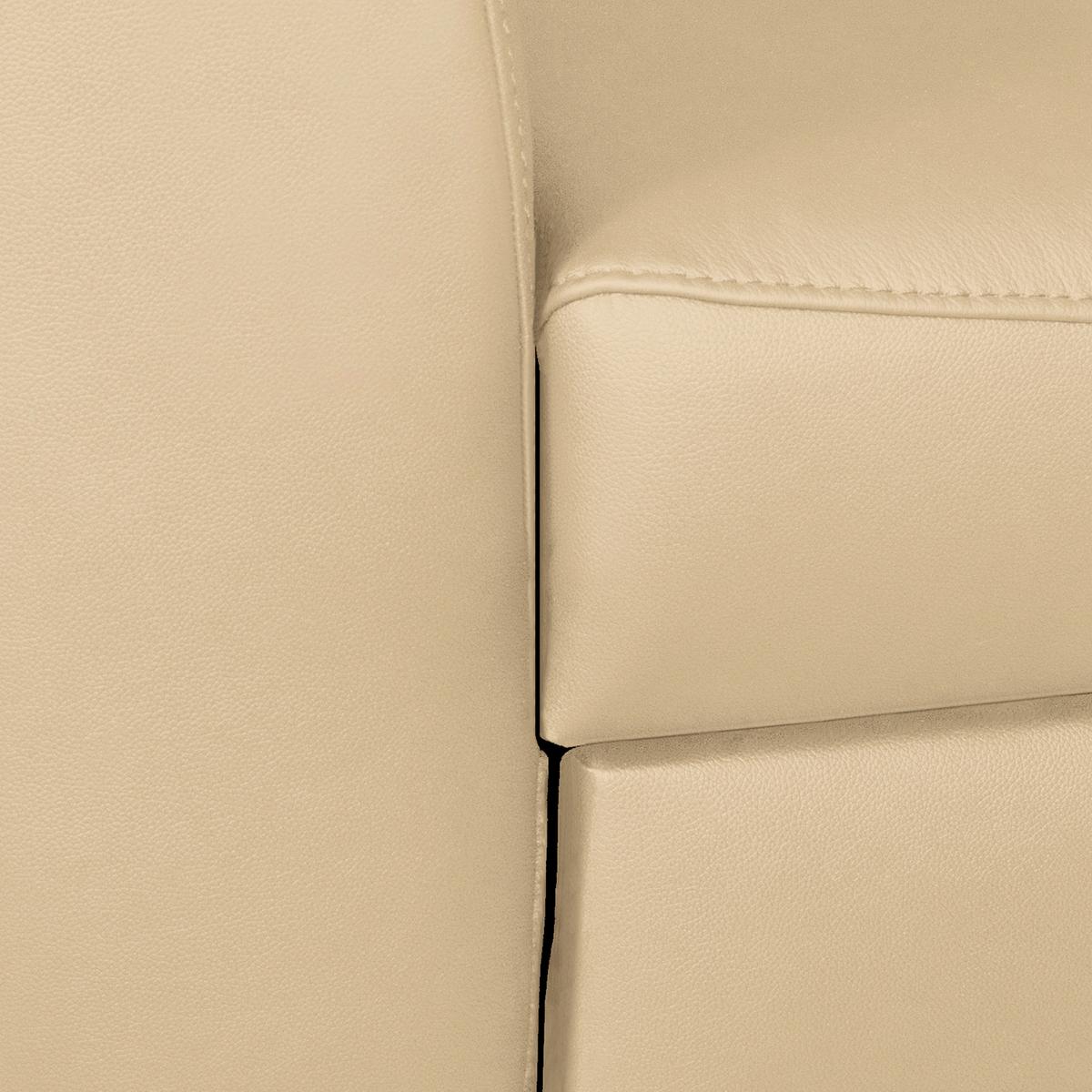 Ecksofa Santos Beige S: 241 cm - Chromfarben/Beige, Design, Leder/Textil (241/168cm) - Livetastic