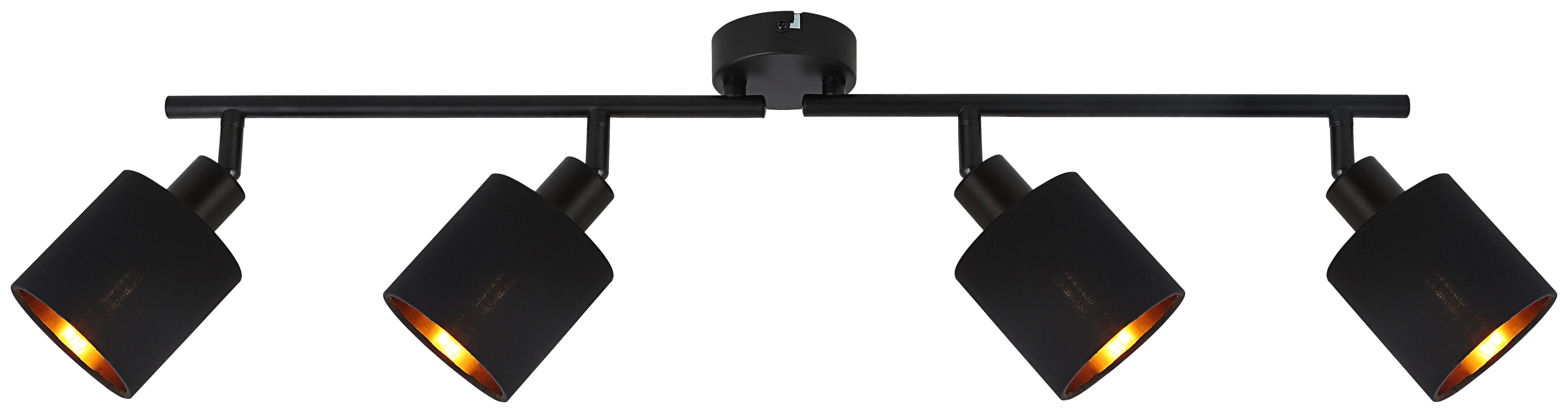 Bodové svietidlo Goldi, E14 LED max. 15W - čierna/zlatá, Modern, kov/textil (89,5/10/23cm) - Mömax