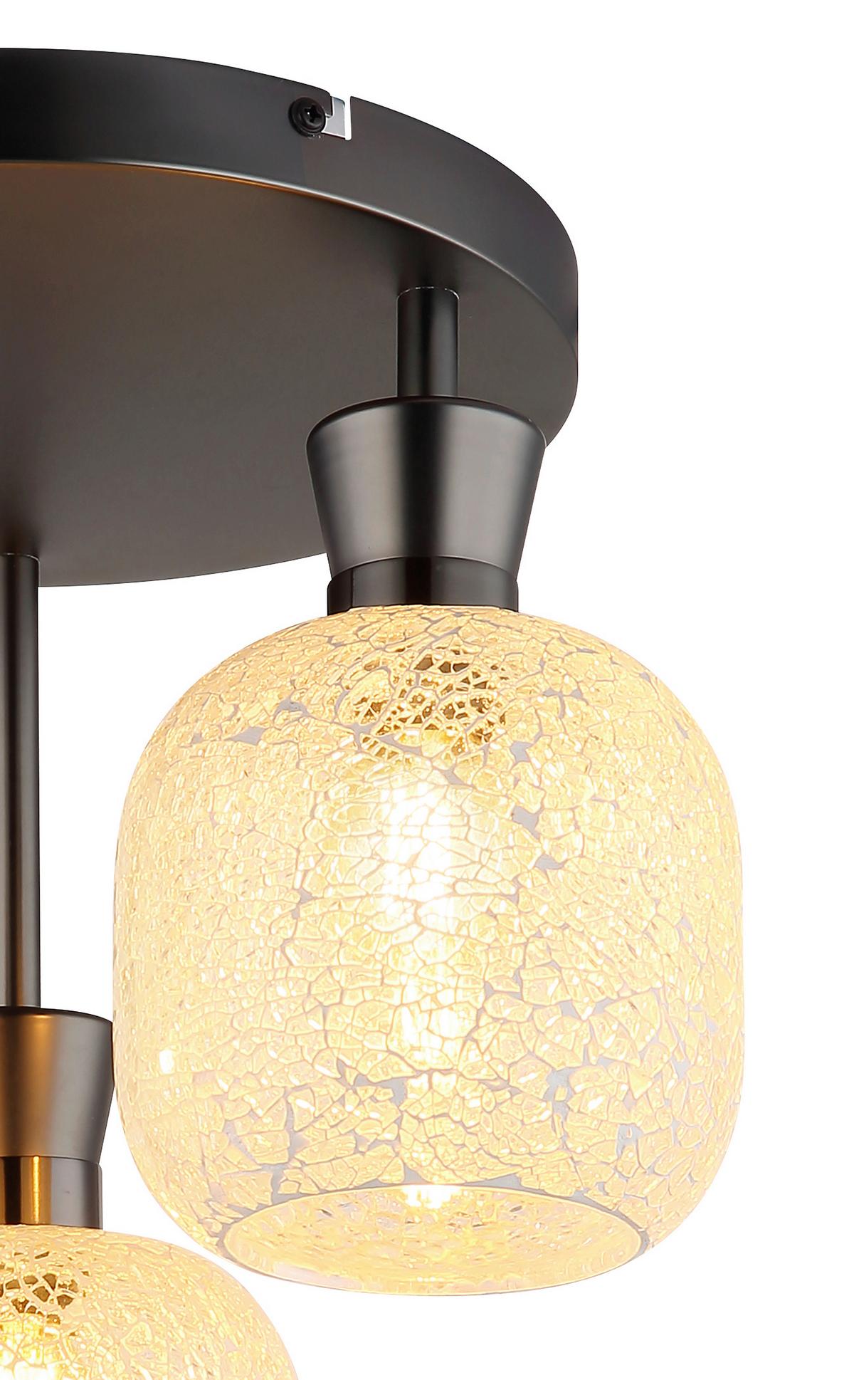 Deckenleuchte Exkl. 3xe14, 40w - Klar/Schwarzchrom, Design, Glas/Metall (33/30,5cm) - Globo