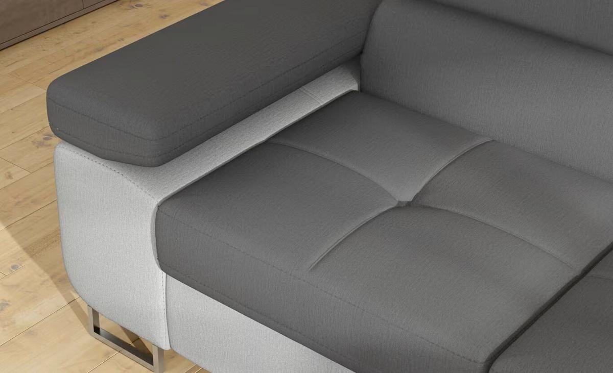 Ecksofa Anton Grau, Hellgrau S: 272x203 Cm - Chromfarben/Hellgrau, Design, Textil (272/203cm) - MID.YOU