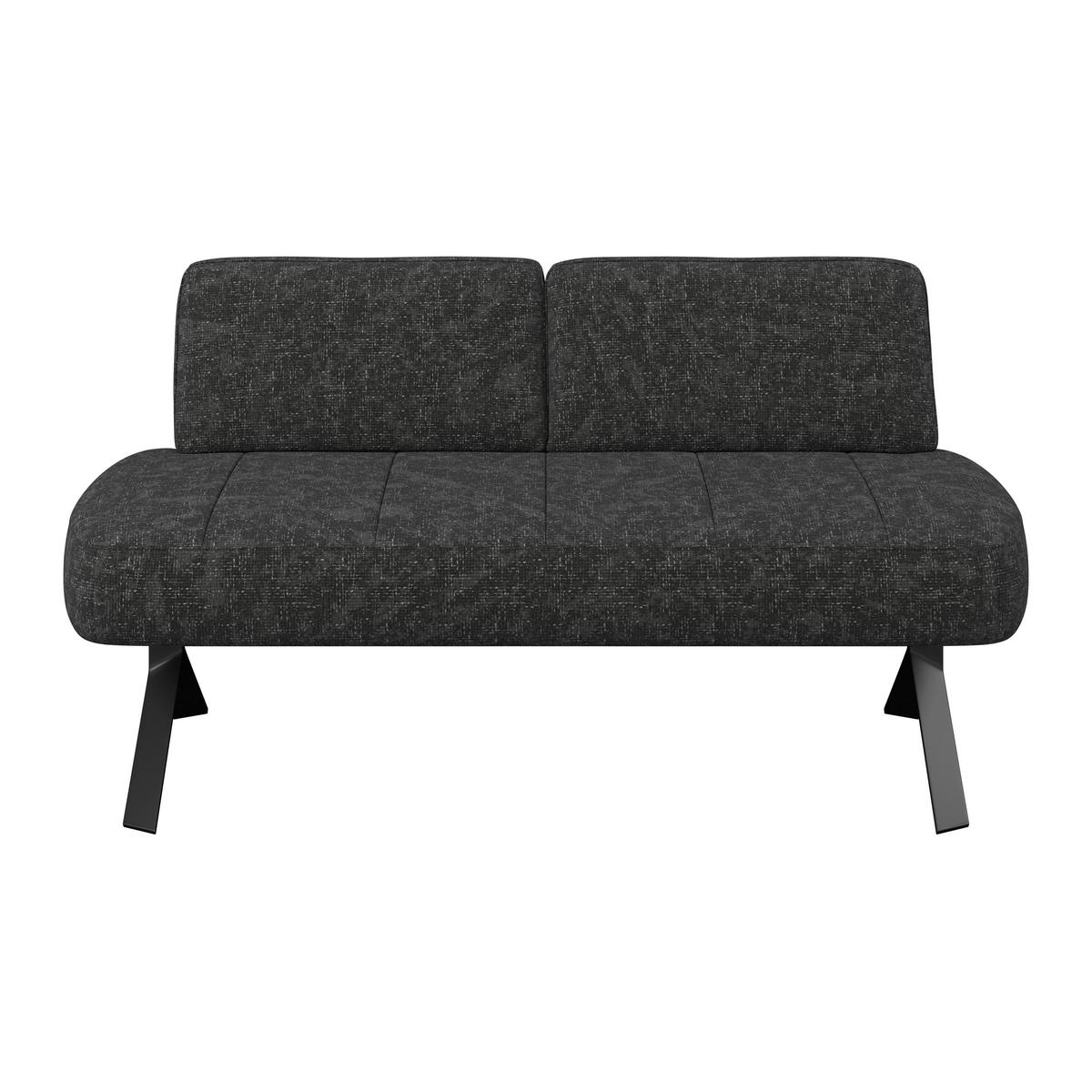 Sitzbank grau/Metallbeine Ulmo B: 162 cm - Dunkelgrau/Schwarz, MODERN, Textil/Metall (162/83/71cm)