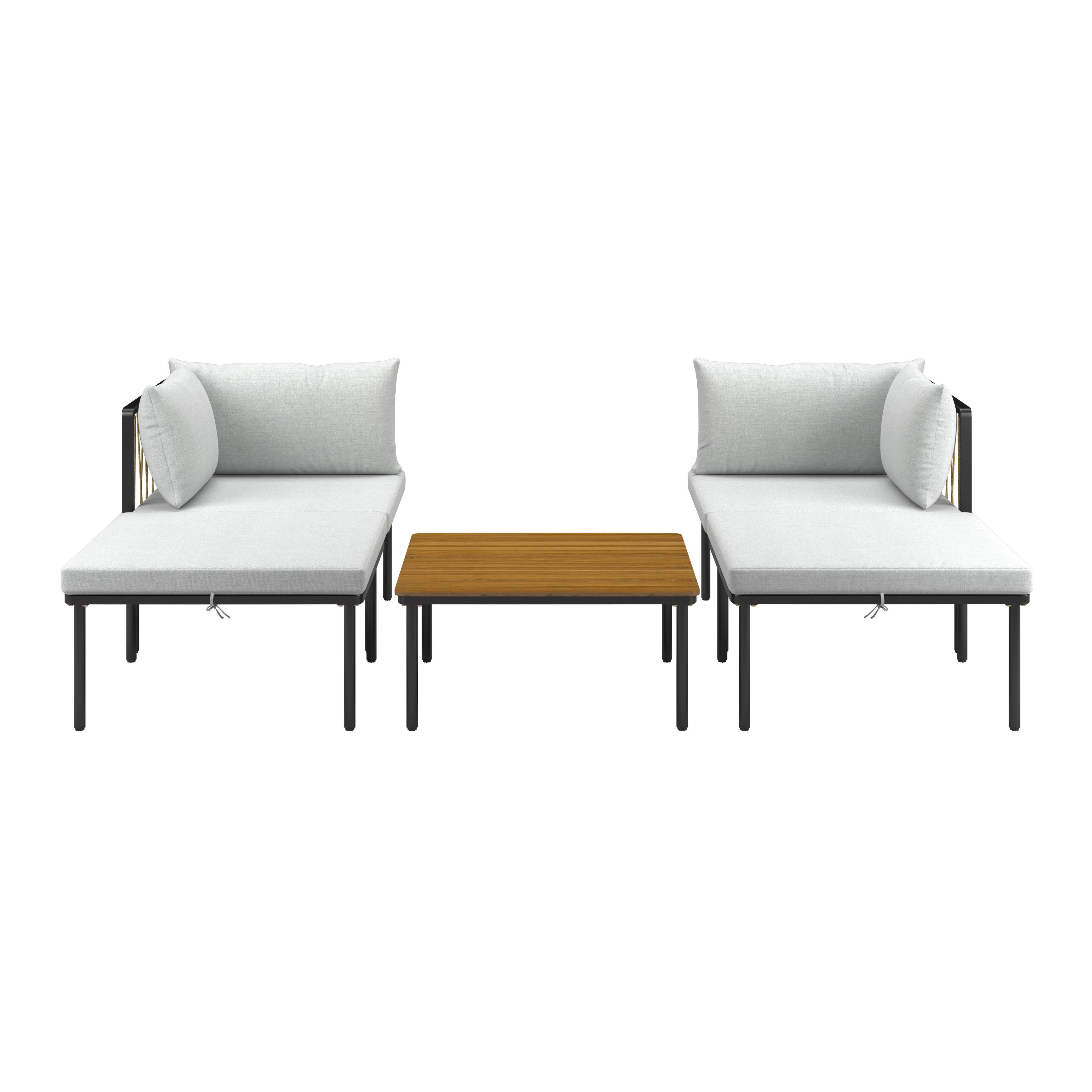 Loungegarnitur Vienna - Schwarz/Grau, MODERN, Holz/Textil (70/30/77cm) - Beldano