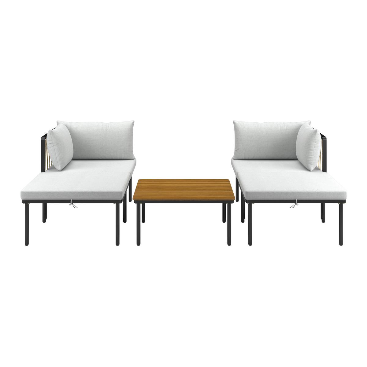 Loungegarnitur Vienna - Schwarz/Grau, MODERN, Holz/Textil (70/30/77cm) - Beldano