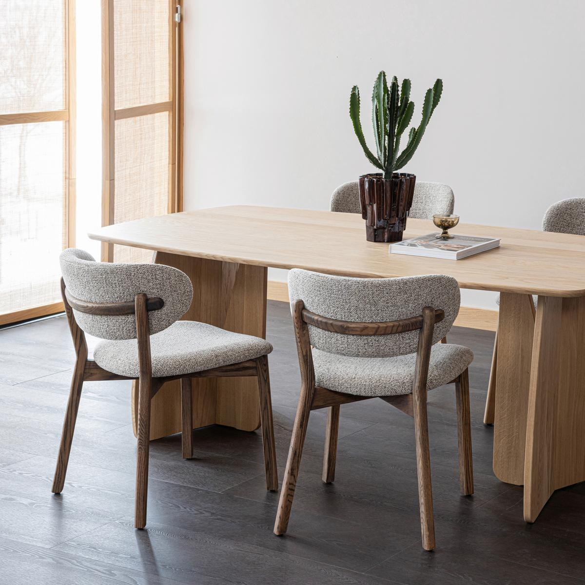 Stuhl-Set Udar Naturfarbe/Dunkelbraun B: 51cm - Dunkelbraun/Naturfarben, MODERN, Holz/Textil (51/82/60cm) - Livetastic