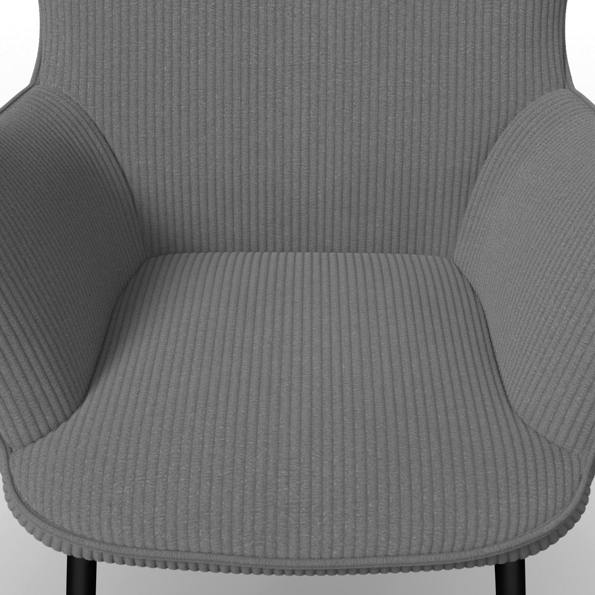 Kreslo s taburetkou AURORA, sivý menčester, max. 120 kg - čierna/sivá, Modern, kov/drevo (68/98/74cm) - Bessagi Home