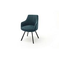 Armlehnstuhl Sassello Chenille Petrol 180° drehbar - Petrol/Schwarz, KONVENTIONELL, Textil/Metall (60/87/61cm)