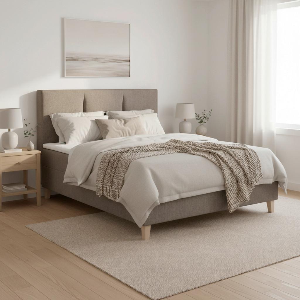 Boxspringová posteľ MONZA 140x200, hnedá - hnedá/farba duba, Modern, drevo/textil (140/200cm) - Bessagi Home