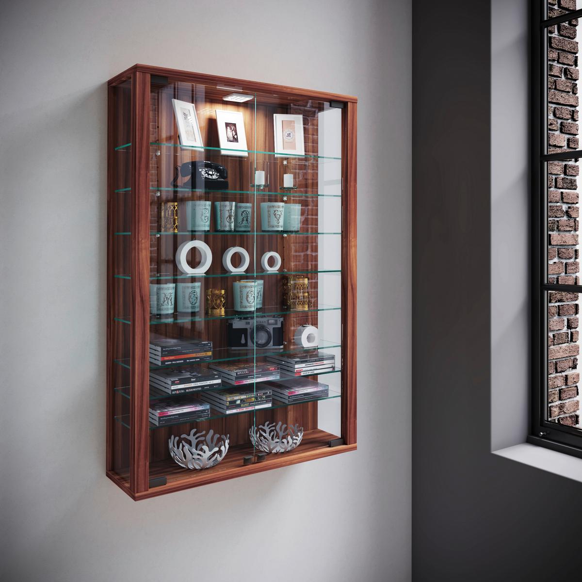Vitrine Vitrosa Nussbaumfarben Dekor B: 59 Cm - Nussbaumfarben/Schwarz, Design, Glas/Holzwerkstoff (59/91/18cm) - MID.YOU