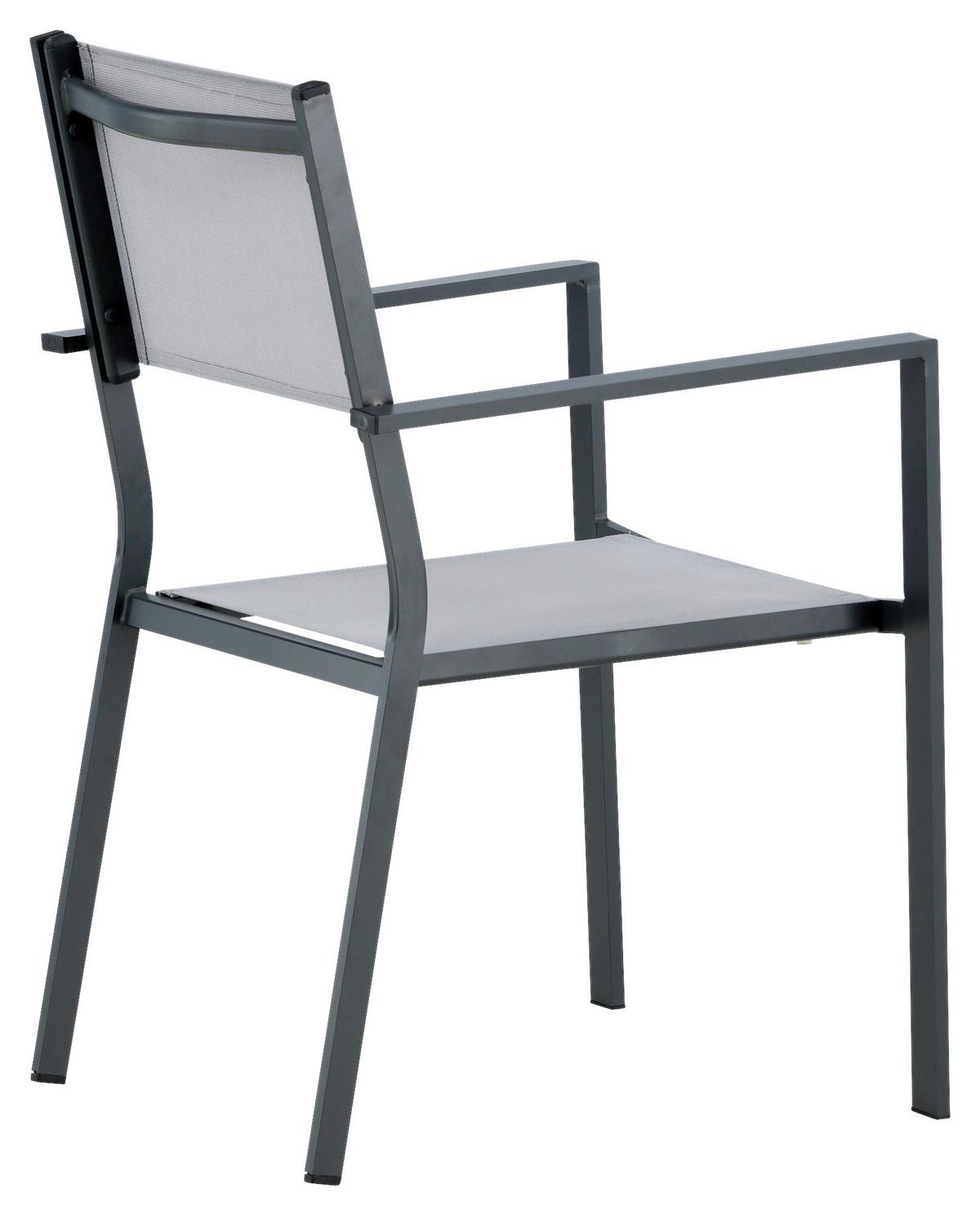 Gartensessel Stapelbar Copacabana Aluminium - Schwarz/Grau, KONVENTIONELL, Textil/Metall (56,5/88/61cm) - Gardenson