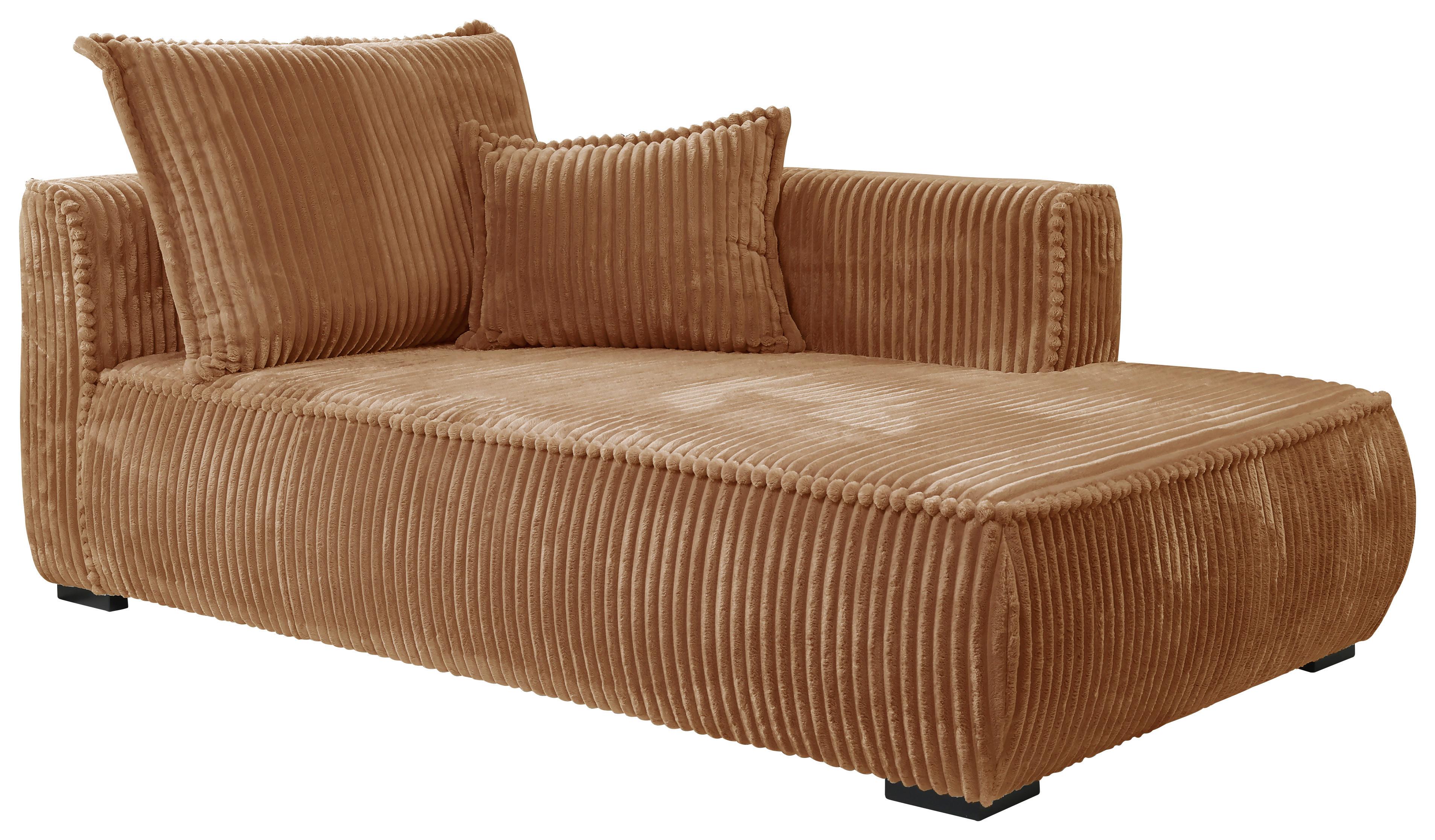 Recamiere Modena rechts Rostfarben, B: 208 cm - Rostfarben/Schwarz, Design, Textil (207/75/121cm) - MID.YOU