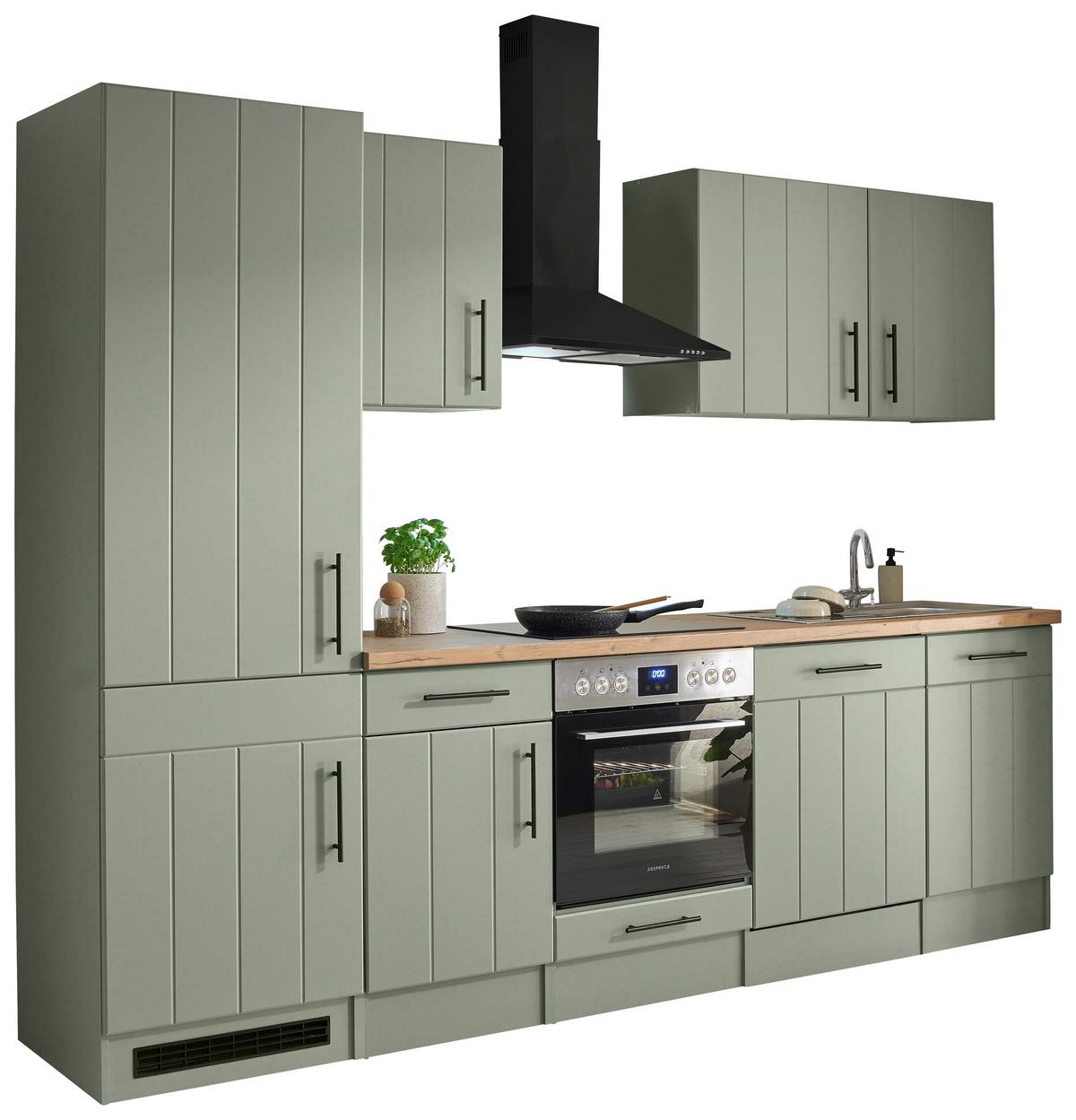 Küchenblock Anton Wildeiche/Schilfgrün B: 280cm - Schilfgrün/Wildeiche, Trend, Holzwerkstoff (280cm) - Respekta