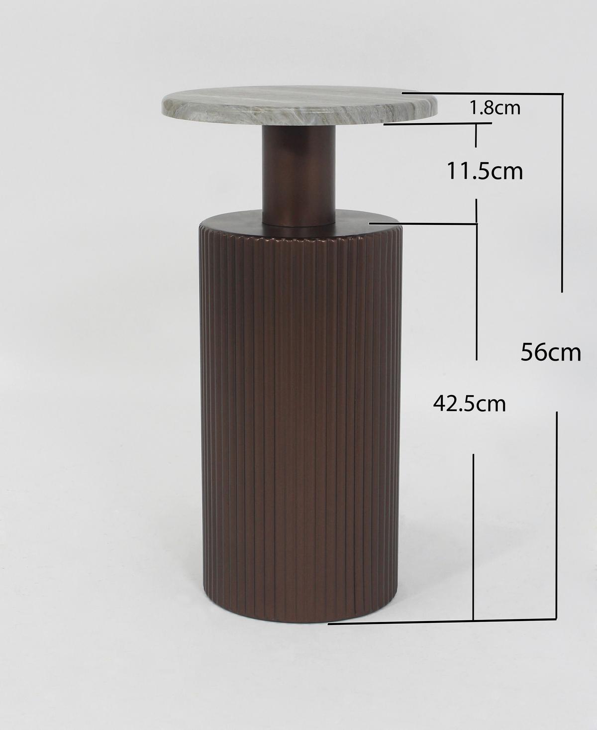 ODKLÁDACÍ STOLEK SOLCO -TREND- - bronzová/přírodní barvy, Lifestyle, kov/kompozitní dřevo (30/56cm) - Premium Living