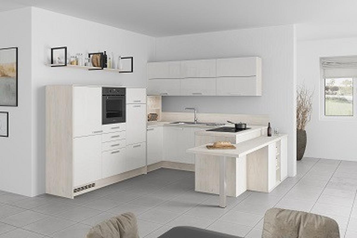 U-küche Lp4050 Weiß 298x294x255 Cm Mit Griffen - MODERN, Holzwerkstoff (298/294/255cm) - Impuls