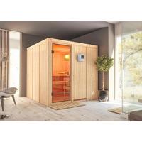 Sauna Cannes Mit Ext. Steuerung 196/198/196 Cm - Naturfarben, MODERN, Holz (196/198/196cm) - Karibu