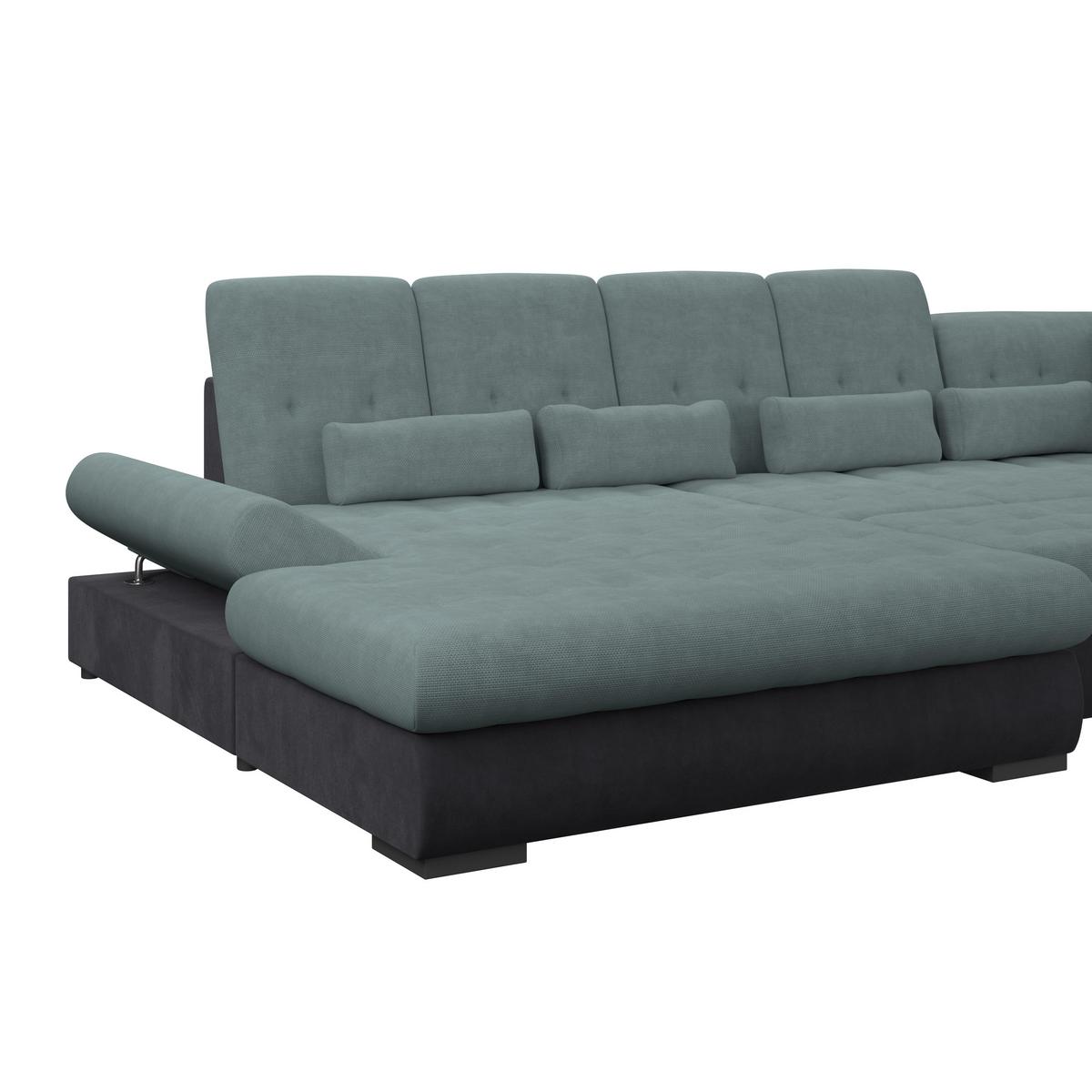 Wohnlandschaft Madera Blaugrün S: 358x212 cm - Blau/Anthrazit, KONVENTIONELL, Kunststoff/Textil (190/358/212cm)