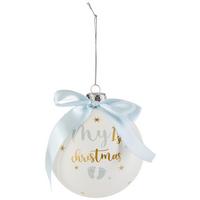 Christbaumkugel Glas Hellblau mit Schleife - Basics, Glas (10/10cm)