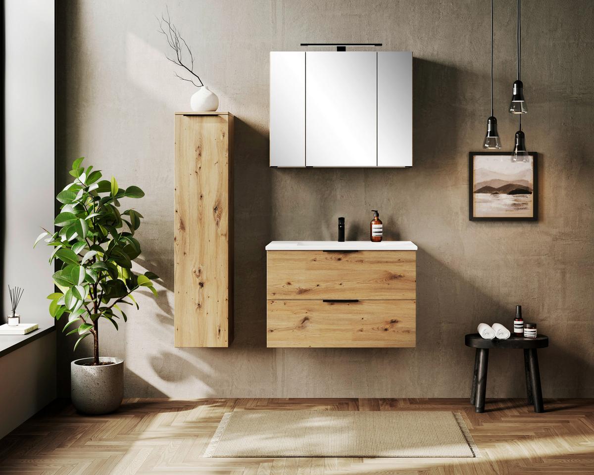 Midischrank Sevilla Eiche Artisan Dekor - Schwarz/Eiche Artisan, MODERN, Holzwerkstoff (30/130/35cm) - Held